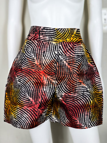 Bold Adire High-Waist Free Bump Shorts | Handmade African Print Shorts