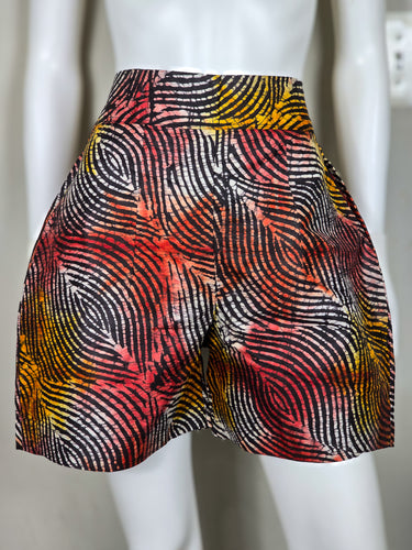 Bold Adire High-Waist Free Bump Shorts | Handmade African Print Shorts