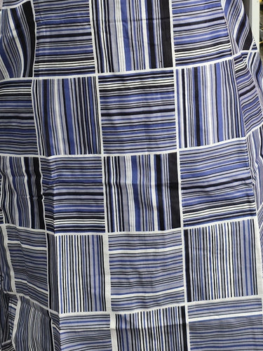 Mosaic Ankara Shirt Dress – Blue Geometric Button-Front Midi Dress