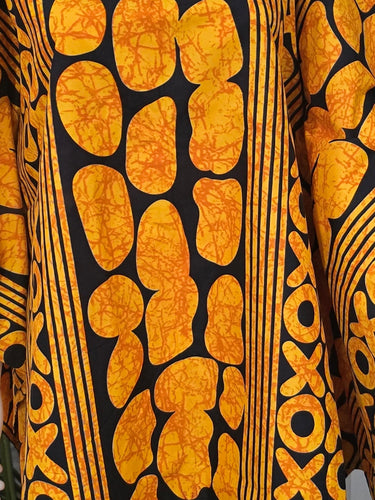 Golden Ember Ankara Kaftan Top – Asymmetrical African Print Tunic
