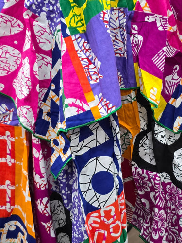 Ankara Patchwork Midi Skirt Plus Size African Print Handkerchief Skirt High Waist Multicolor Flowy Skirt Women Wedding Guest Festival Occasion Skirt