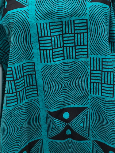 Ankara Short Dress Plus Size Teal African Print Mini Dress Geometric Keyhole Neck Short Sleeve Shift Dress Women Casual Summer African Dress