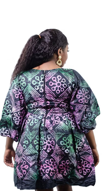 Close-up of traditional African print mini dress