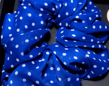 Handmade thick Chiffon scrunchie in polka dot pattern