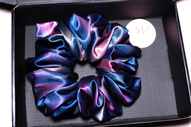 Luxury Thick Satin Scrunchie – Deep Galaxy Tones | Smooth Visage