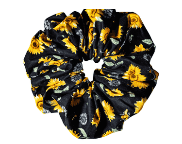 XXL sunflower cotton scrunchie perfect for thick or curly hair