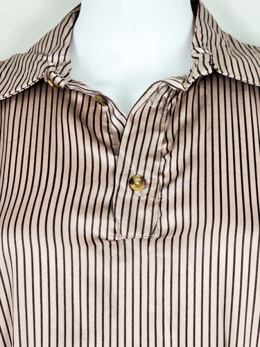 Free-size English silk dress with subtle pinstripes