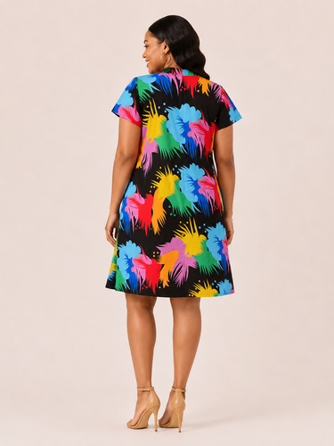 Viva Splash Shift Dress – Multicolor Abstract Mini Dress