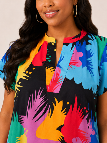 Viva Splash Shift Dress – Multicolor Abstract Mini Dress