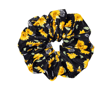 Oversized sunflower scrunchie in breathable cotton