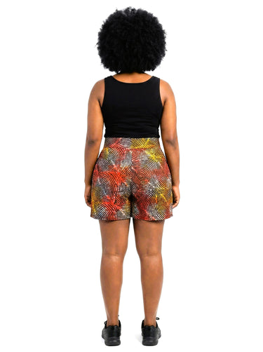 Bold Adire High-Waist Free Bump Shorts | Handmade African Print Shorts