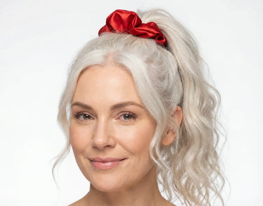 Oversized Jumbo XXL Red Satin Scrunchie – Luxurious Hair Tie for All Hair Types