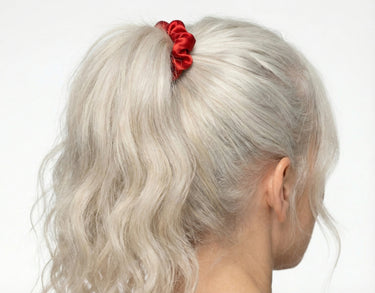 Oversized Jumbo XXL Red Satin Scrunchie – Luxurious Hair Tie for All Hair Types