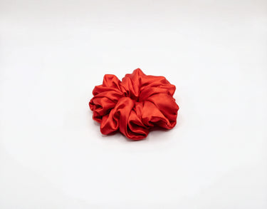 Oversized Jumbo XXL Red Satin Scrunchie – Luxurious Hair Tie for All Hair Types