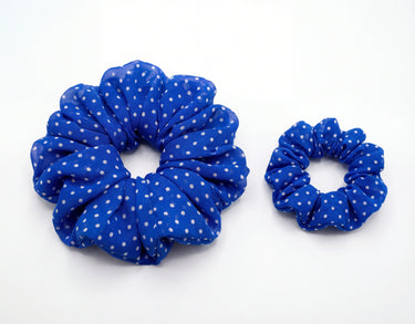 Royal Blue Polka Dot Satin Scrunchie – Mini, Large & XXL | Smooth Visage