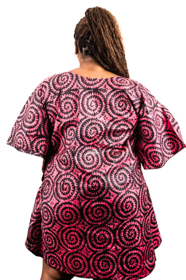 Mini Adire Kaftan with Gold Rhinestone Embellishment | Handmade African Print Top