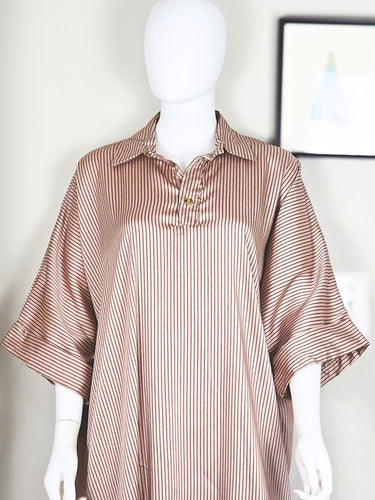 Elegant Striped English Silk Shirt Dress by Smooth Visage