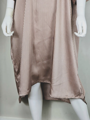 Elegant Striped English Silk Shirt Dress by Smooth Visage
