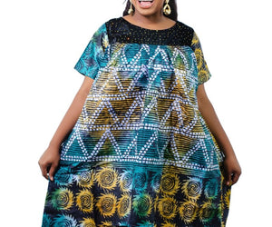 ARIYO Adire African Print Tie - Dye Mini Gown for Women - Smooth Visage