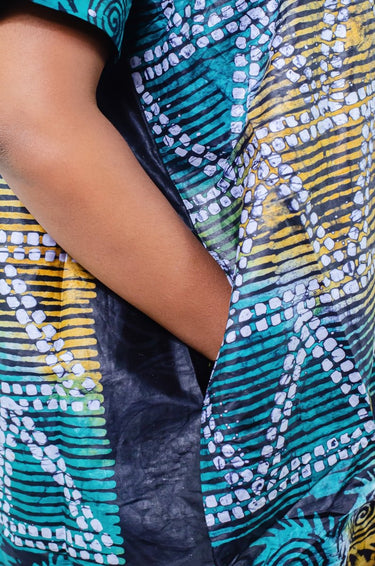 ARIYO Adire African Print Tie - Dye Mini Gown for Women - Smooth Visage