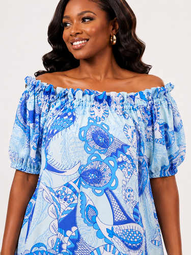 Azure Breeze Off-Shoulder Maxi Dress – Elegant Boho Flow Dress