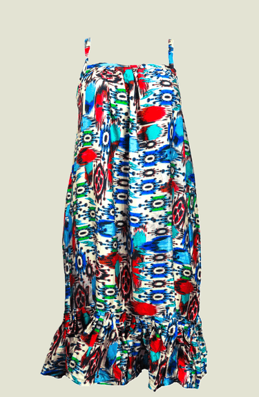 Color Splash Abstract Print Sundress – Silky Feel, Summer Dresses For Women Handmade by Smooth Visage - Smooth Visage