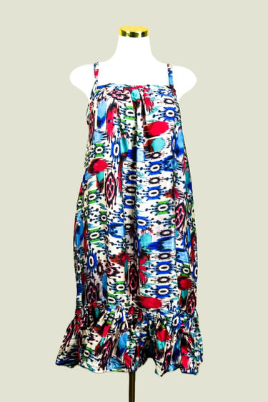 Color Splash Abstract Print Sundress – Silky Feel, Summer Dresses For Women Handmade by Smooth Visage - Smooth Visage