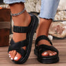 Crisscross Open Toe Platform Sandals - Smooth Visage