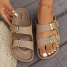Double Buckle Open Toe Sandals - Smooth Visage