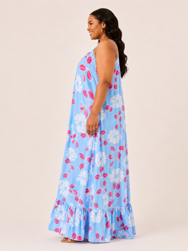 Sky Blossom Floral Maxi Dress – Plus Size Flowy Sundress