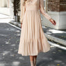 Elegant lace solid color V - neck dress - Smooth Visage