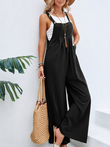 Full Size Square Neck Wide Strap Overalls - Smooth Visage