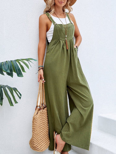 Full Size Square Neck Wide Strap Overalls - Smooth Visage