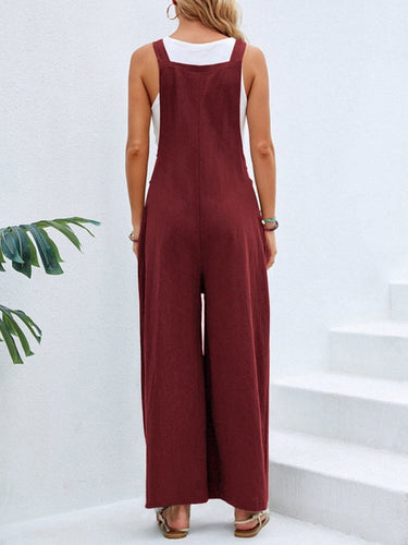 Full Size Square Neck Wide Strap Overalls - Smooth Visage