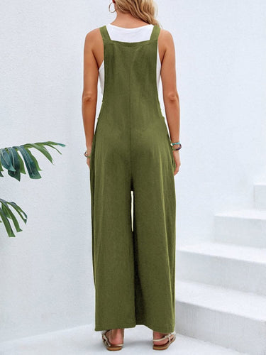 Full Size Square Neck Wide Strap Overalls - Smooth Visage