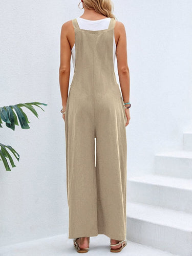 Full Size Square Neck Wide Strap Overalls - Smooth Visage