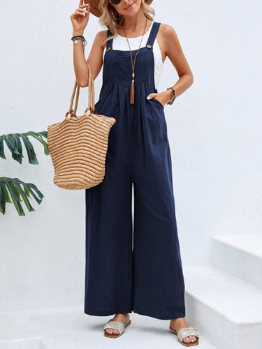 Full Size Square Neck Wide Strap Overalls - Smooth Visage