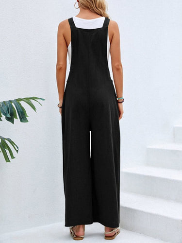 Full Size Square Neck Wide Strap Overalls - Smooth Visage