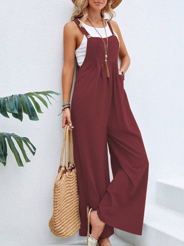 Full Size Square Neck Wide Strap Overalls - Smooth Visage