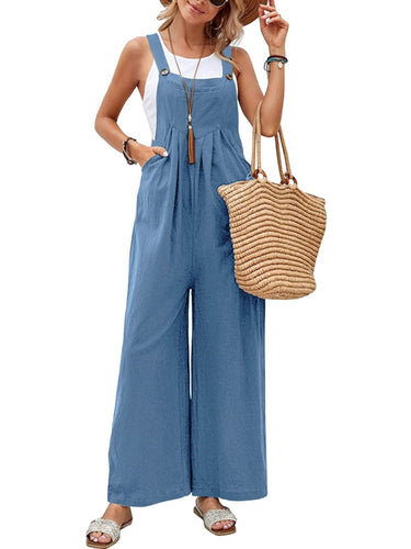 Full Size Square Neck Wide Strap Overalls - Smooth Visage
