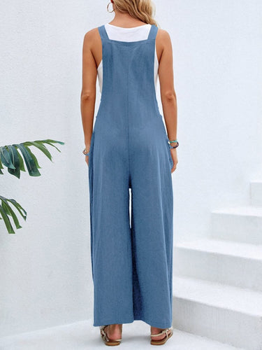 Full Size Square Neck Wide Strap Overalls - Smooth Visage