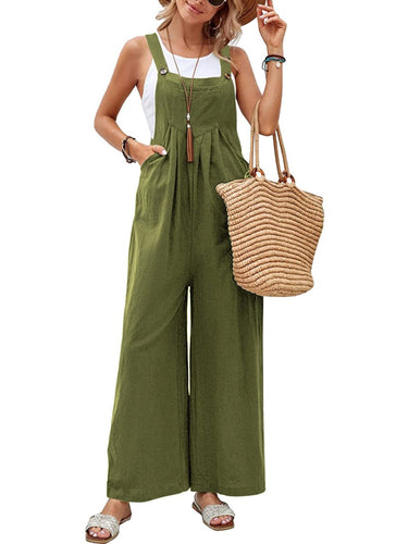 Full Size Square Neck Wide Strap Overalls - Smooth Visage