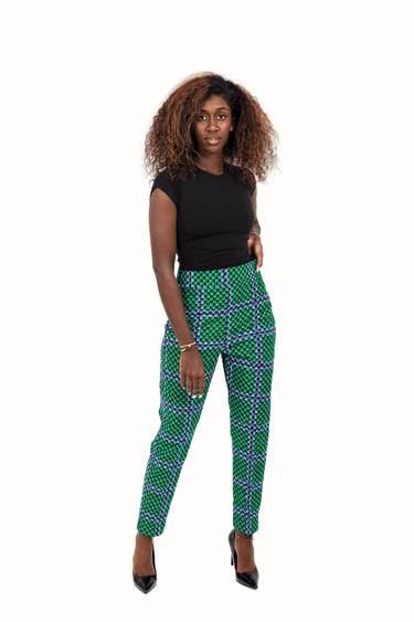 Kaffy Green Ankara Print Women's Pant - Smooth Visage