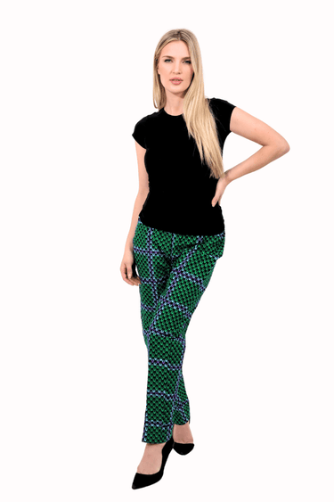 Kaffy Green Ankara Print Women's Pant - Smooth Visage