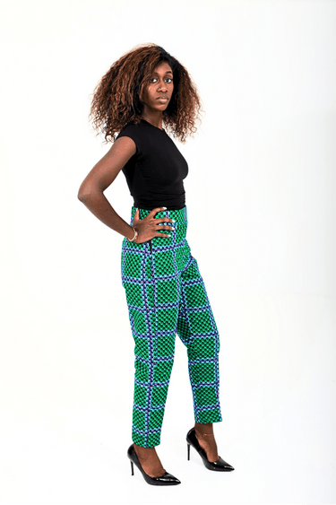 Kaffy Green Ankara Print Women's Pant - Smooth Visage