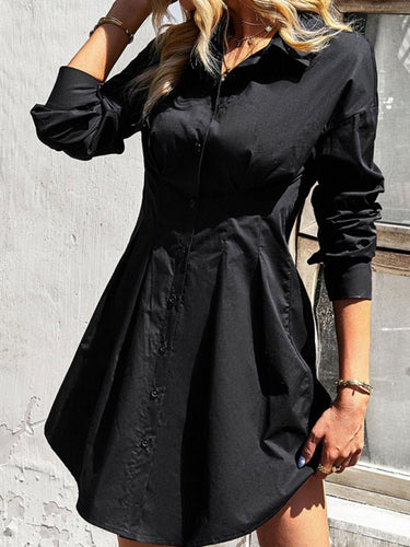 Ladies Fashion Solid Color Shirt Dress - Smooth Visage