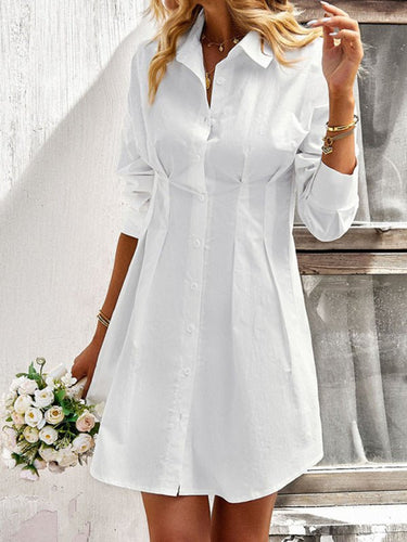 Ladies Fashion Solid Color Shirt Dress - Smooth Visage