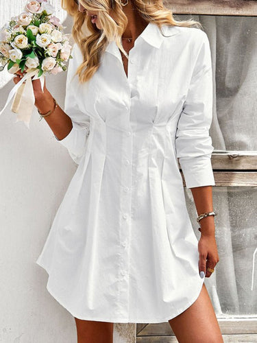 Ladies Fashion Solid Color Shirt Dress - Smooth Visage