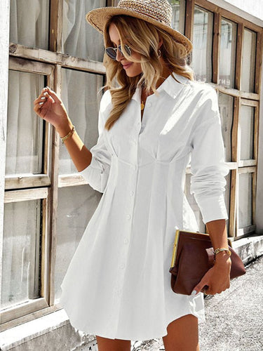 Ladies Fashion Solid Color Shirt Dress - Smooth Visage