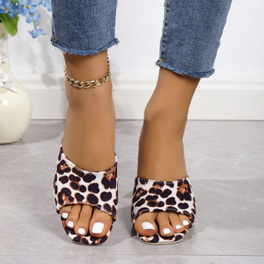 Leopard Block Heel Suede Sandals - Smooth Visage